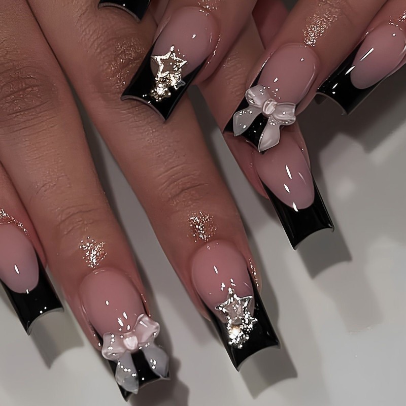 3D Printing Nails - 24 ชิ้น เล็บปลอมแบบกดติดสำหรับฤดูร้อน ราคาประหยัด สไตล์มินิมอล เล็บปลอมแบบกดติด