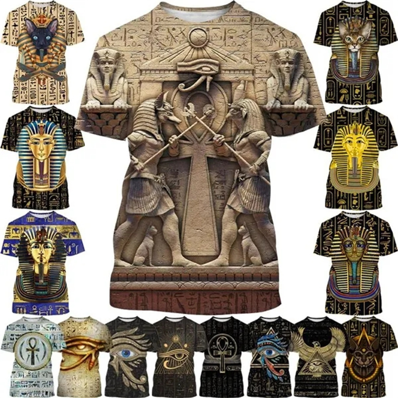 3D Printing Industrial - เสื้อยืดพิมพ์ลาย3D ฟาโรห์แบบใหม่สำหรับฤดูร้อนเสื้อยืดแนวสตรีทแบบอียิปต์โบราณฮอรัสเทพอียิปต์
