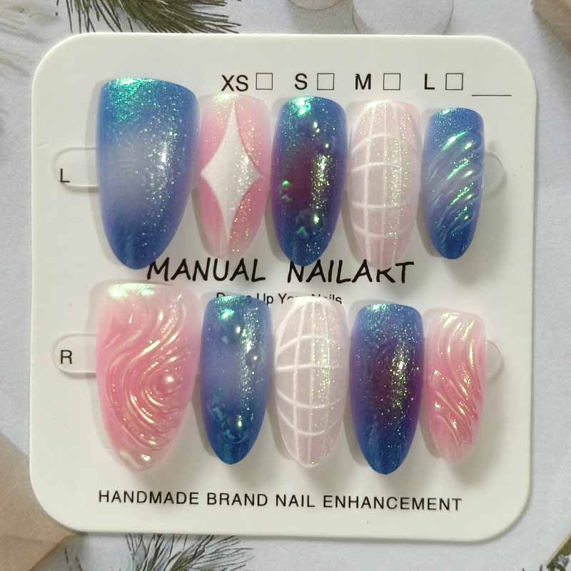 3D Printing Nails - 10 ชิ้นประกาย Cat Eye สวมเกราะที่มีคุณภาพสูง 3D