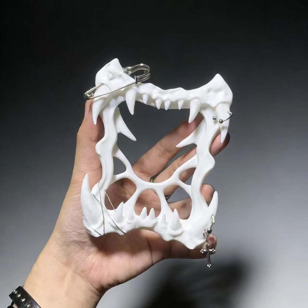 3D Printing Foto - กรอบรูปโกธิคหัวกะโหลกแบบมีฟันยาว ขนาด 3 นิ้ว ที่ใส่การ์ดรูปภาพ พิมพ์