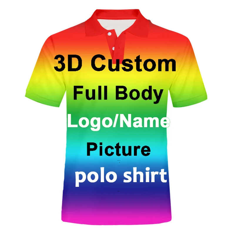 3D Printing Foto - เสื้อโปโลพิมพ์ลาย 3 มิติ สำหรับผู้ชาย ปรับแต่งโลโก้ รูปภาพส่วนตัว