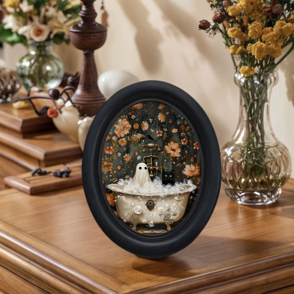 3D Printing Foto - ของตกแต่งผนังรูปผีและแมวดำสไตล์วินเทจ 1 ชิ้น ศิลปะติดผนัง 3 มิติสไตล์โกธิควิคตอเรียน