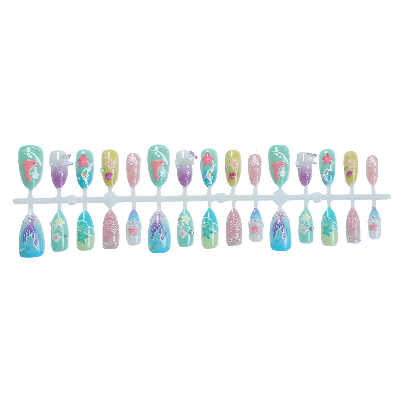 30pcs ฤดูร้อนกดบนเล็บ 3D Ocean - 3D Printing Nails บทวิจารณ์และราคา