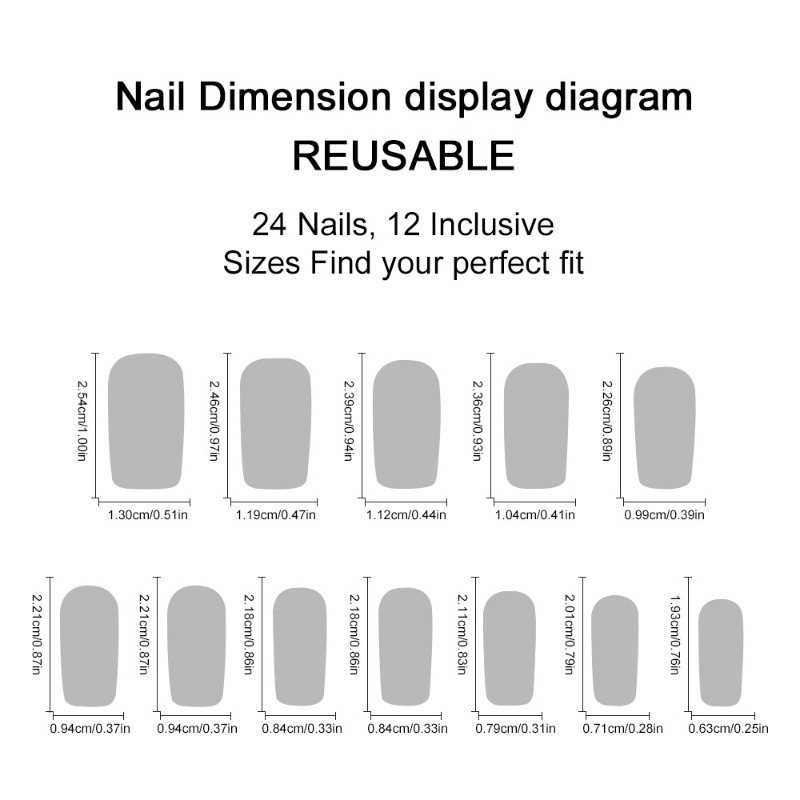 24 ชิ้น เล็บปลอมแบบกดติดสำหรับ - 3D Printing Nails บทวิจารณ์และราคา