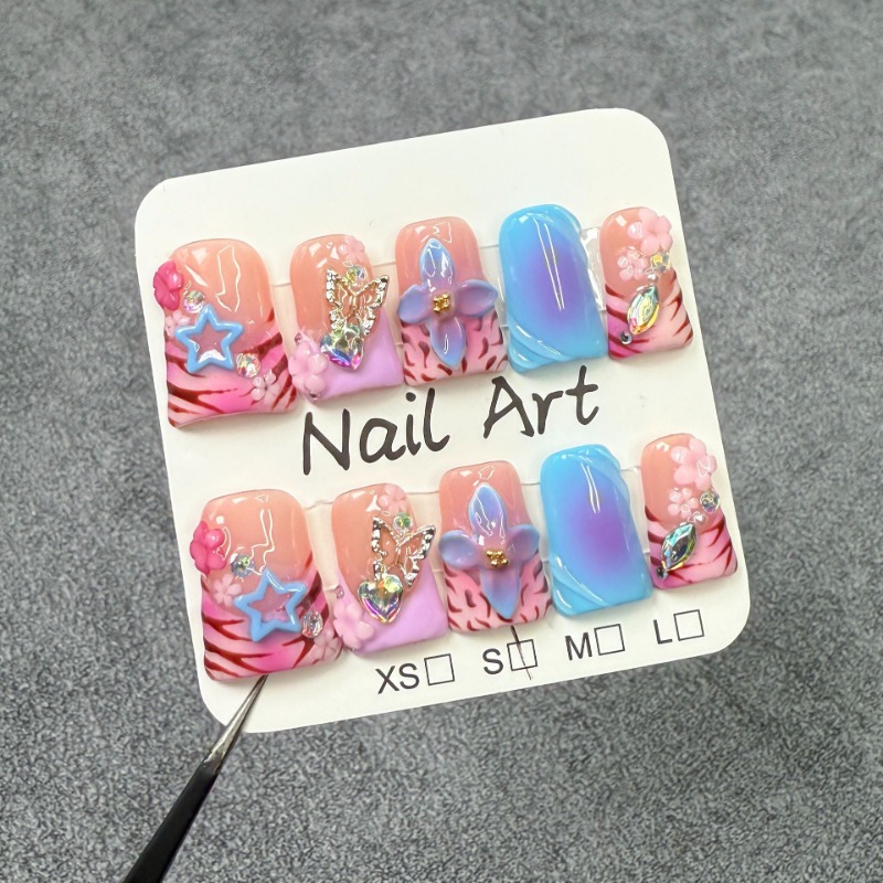 10 ชิ้น เล็บปลอมทำมือทรงปากเป็ - 3D Printing Nails บทวิจารณ์และราคา