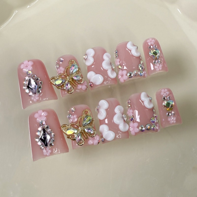 10 ชิ้น เล็บปลอมทำมือทรงปากเป็ - 3D Printing Nails บทวิจารณ์และราคา