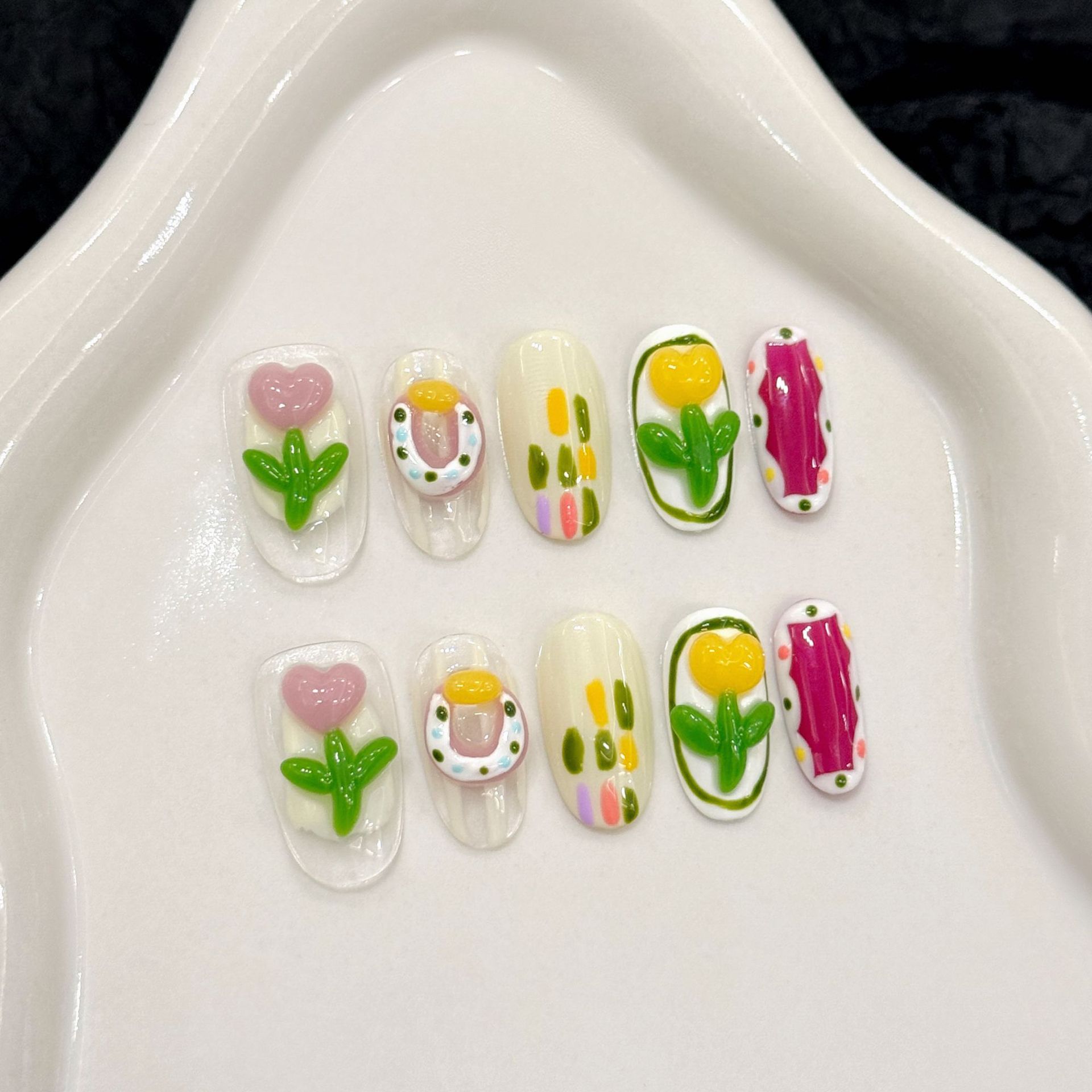 10pcs Handmade กดบนเล็บ 3D สตร - 3D Printing Nails บทวิจารณ์และราคา